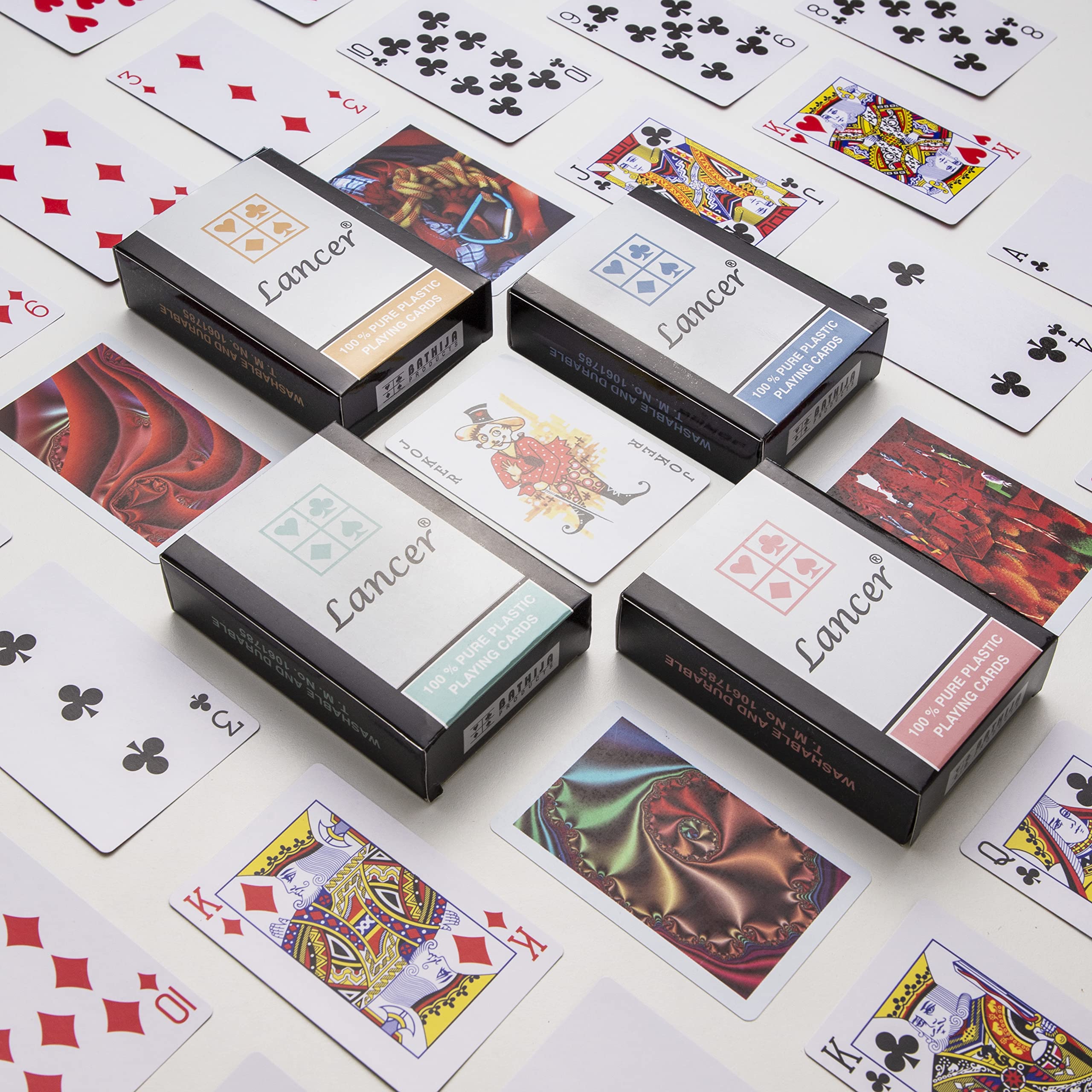 LANCER Premium Plastic Playing Cards (Set of 4), Bridge Size
